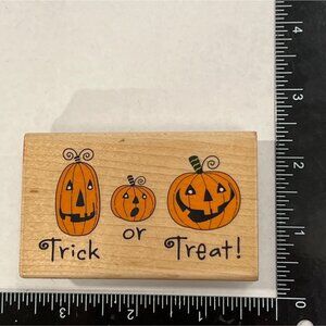 HTF Hampton Art PS0012 Trick Or Treat Pumpkin Rubber Stamp Ellen Krans Halloween